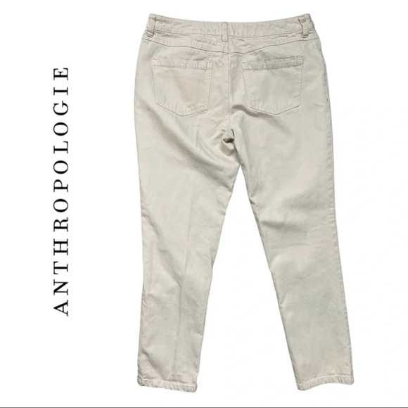 Anthropologie Chino's  Pilcro and the Letterpress Cream Pants Linen Size 30 - Picture 3 of 6